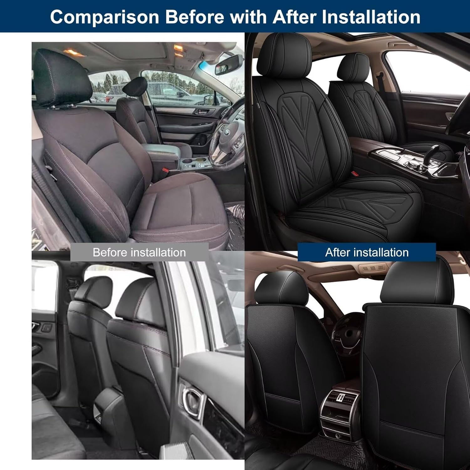 2 Front Seat Covers Fit for VW/Volkswagen Taos 2022-2025 2026: Faux Leather Waterproof Car Seat Covers Automotive Seat Cushion Protector Compatible Airbag (2 Seats, Black)