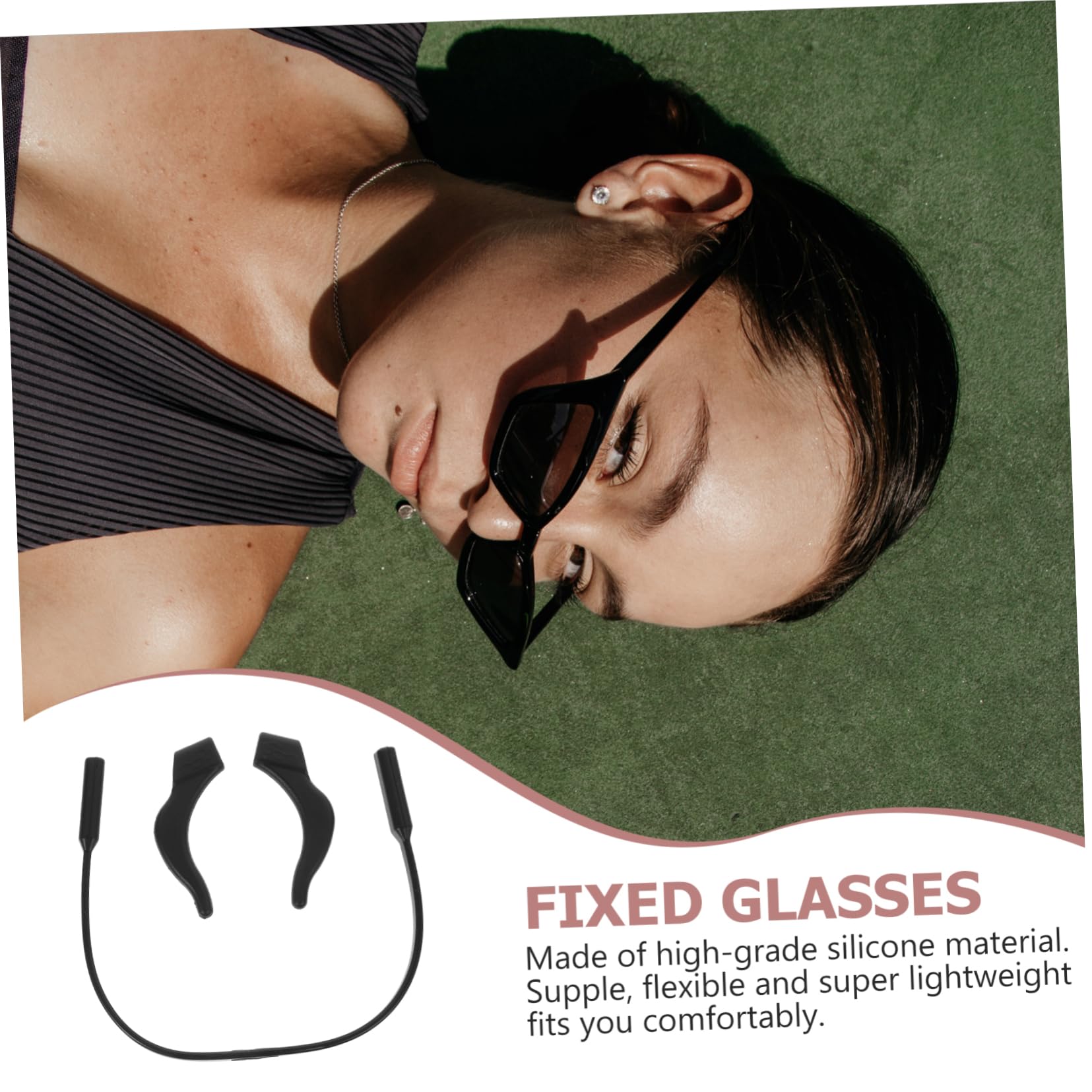Artibetter Accessori per curvette per occhiali bicchieri glasses accessori per occhiali porta cinghia per occhiali fermo per gli occhiali cinturini per occhiali in silicone Black