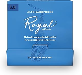 D'Addario Woodwinds Royal Saxophone Reeds - Alto Sax Reeds with Strong Spine - Alto Saxophone Reeds Great for Classical or Jazz - Strength 3.0, 25-pack