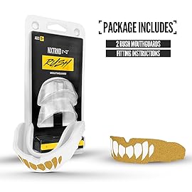2 Pack Nxtrnd Rush Dual Layer Mouthguard, Custom Fit Sports Mouthpiece for Football, Boxing, MMA, Basketball, Hockey, Lacrosse, Youth & Adult (Gold)