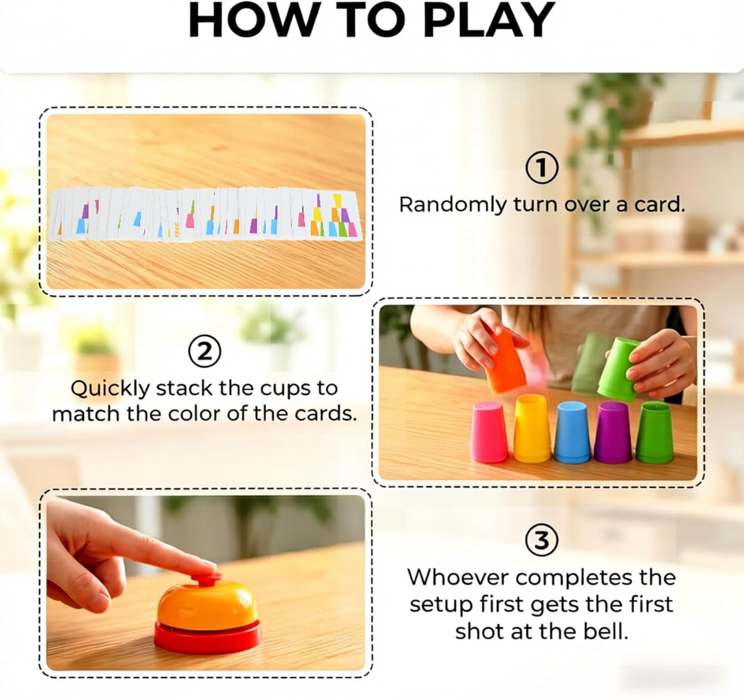 Speed Stacking Cups Game Set - 12 Stacking Cups, 54 Cards, Bell | Cup Stacking Set - Competitive & Cognitive Game, Family/Classroom Toy, Parent-Child Interactive Toy, Christmas Gift