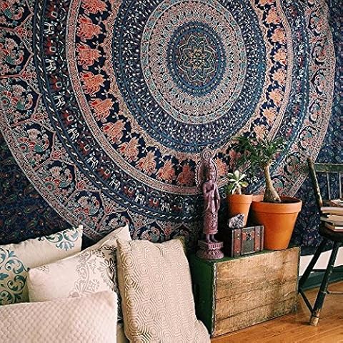 Craftozone Tapisserie Geschenk Hippie Wandteppiche Kamel Mandala Bohemian Psychedelic komplizierte indische Wandbehang Bettwäsche Tagesdecke Cover