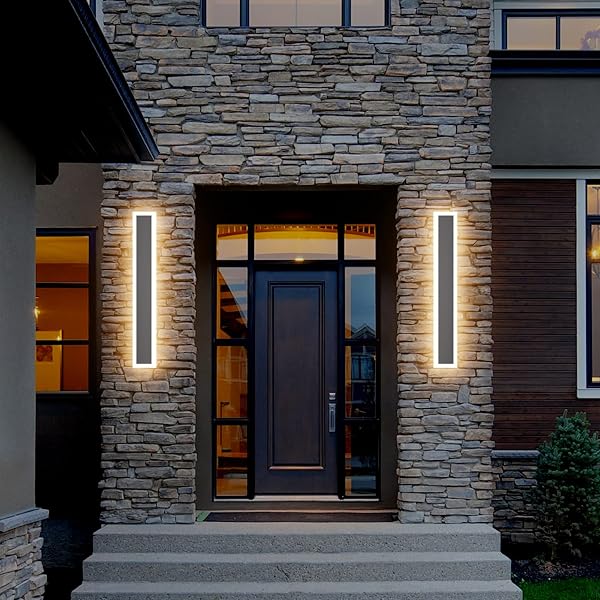 Klighten Aplique Murale LED Extérieur Interieur, 150CM/45W Longue Bande Lampe, Éclairage mural IP54, Luminaire Murale Métal Acrylique, Pour Terrasse Entrée Jardin, Blanc Froid 6000K, Noir - 2
