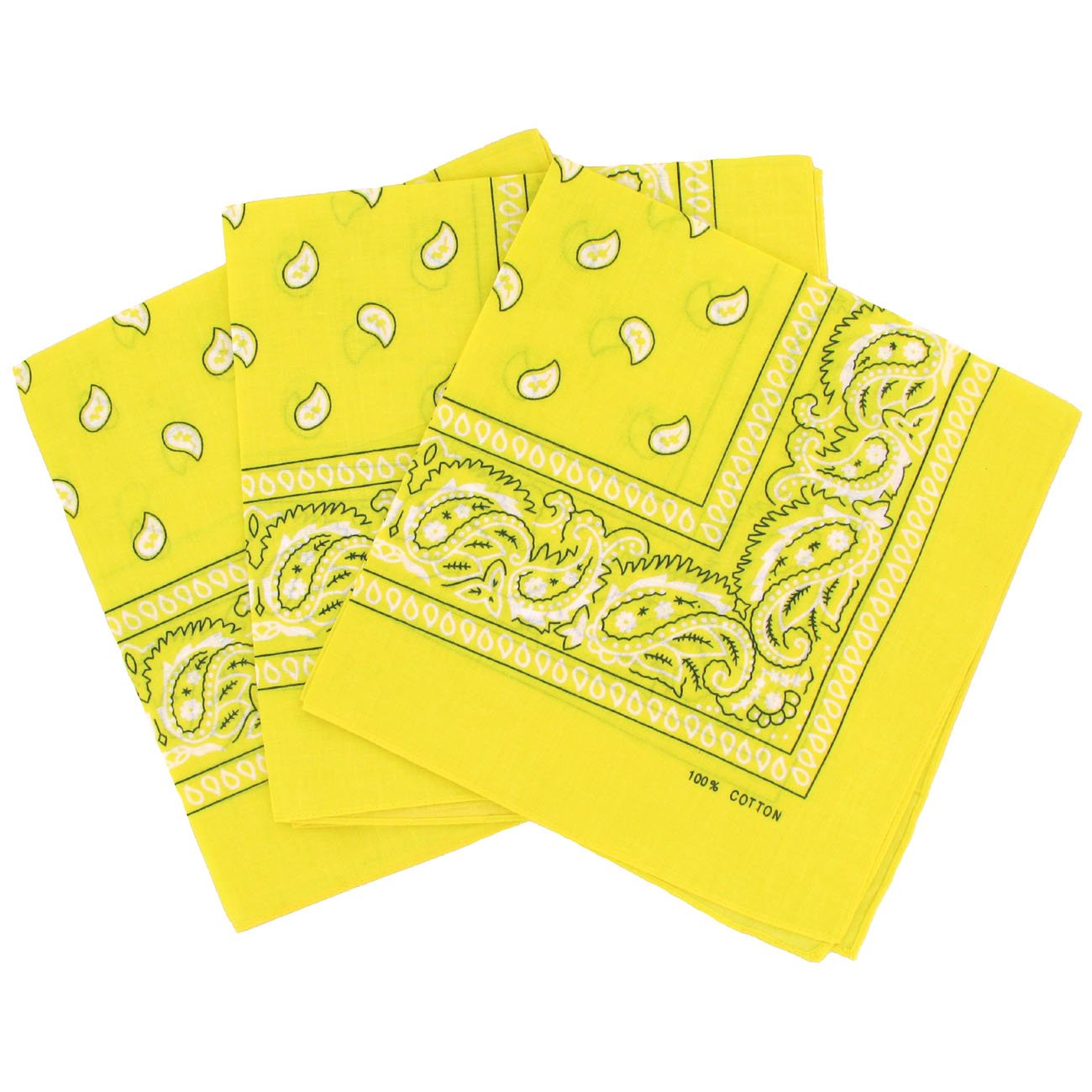 Set of 3 Paisley Bandanas for Men and Women, 57 x 57 cm One Size yellow