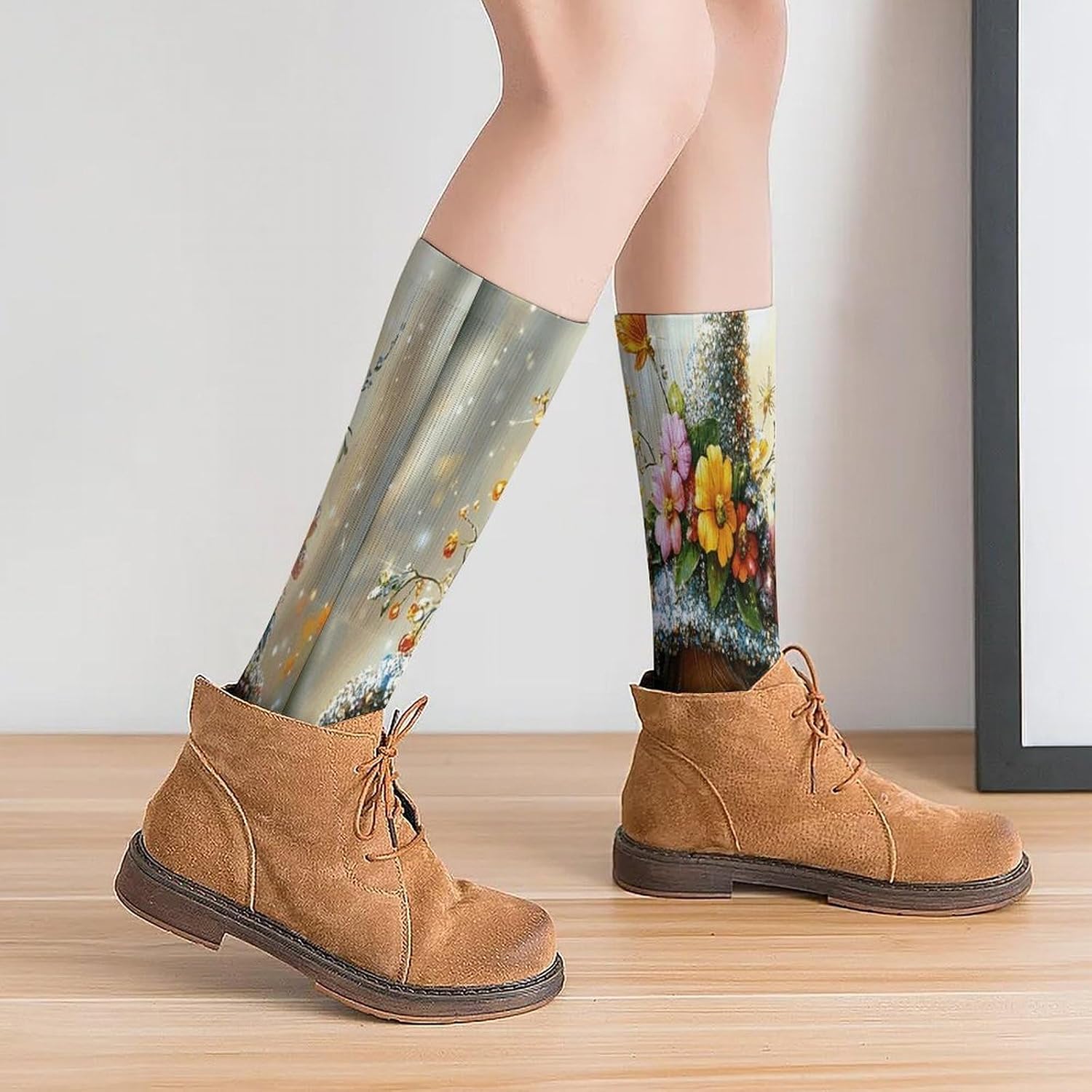Little Flower Witch Crew Socks Casual Breathable Calf Socks | Cushion Running Athletic Socks Long Performance Breathable Sports Socks for Women Men