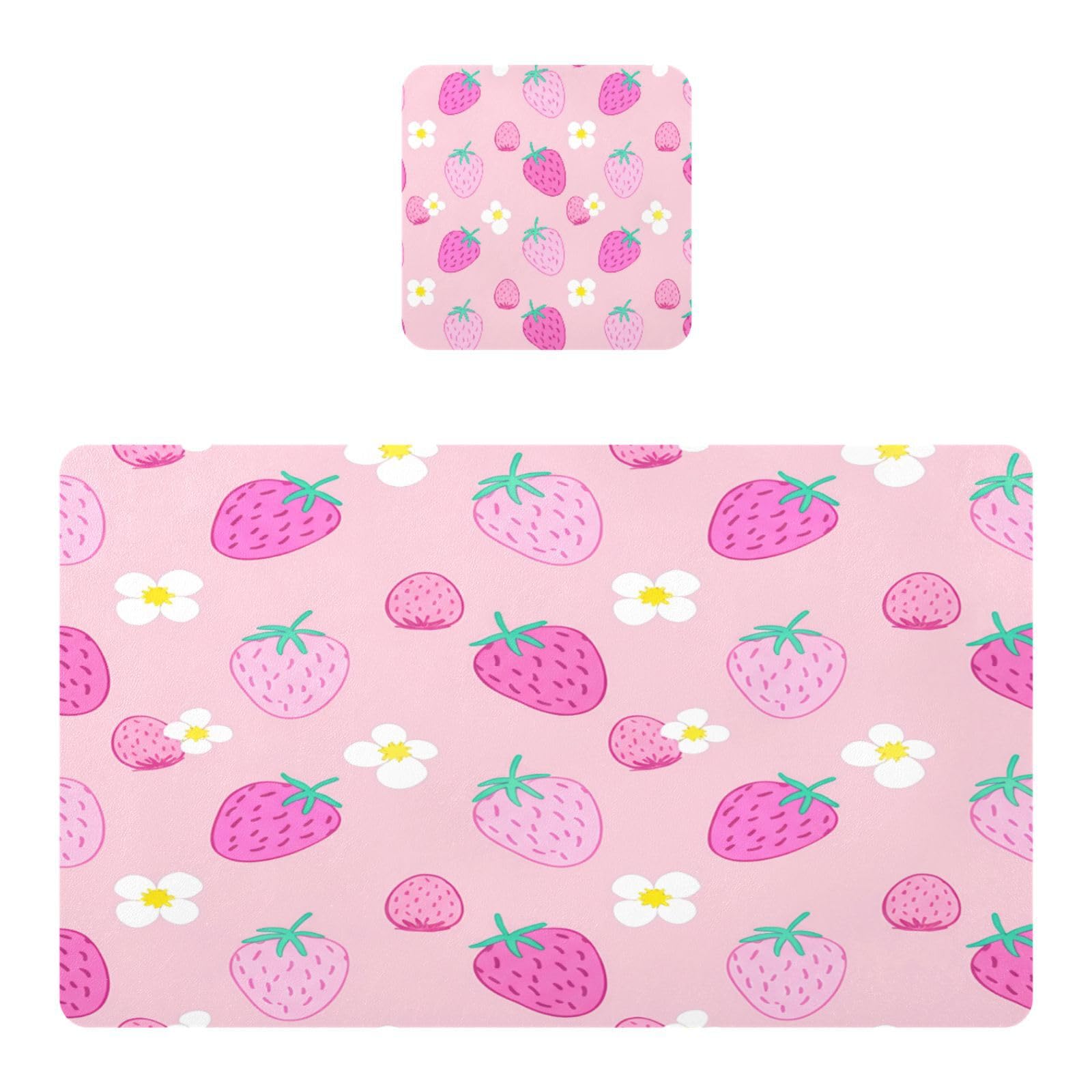 BURSTDDY Strawberries Placemat Waterproof Place Mat for Dining Table