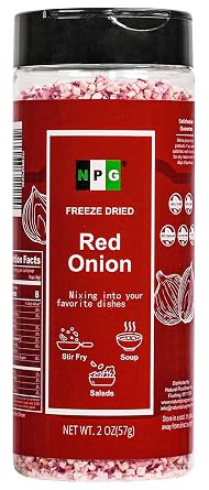 NPG Freeze-Dried Red Onion 2 Oz, Chopped Onion for Soups, Salads & Garnish | Sweet onion flavor for ramen, burgers, sandwiches, dips, camping, backpacking, outdoor cooking and meal prep.