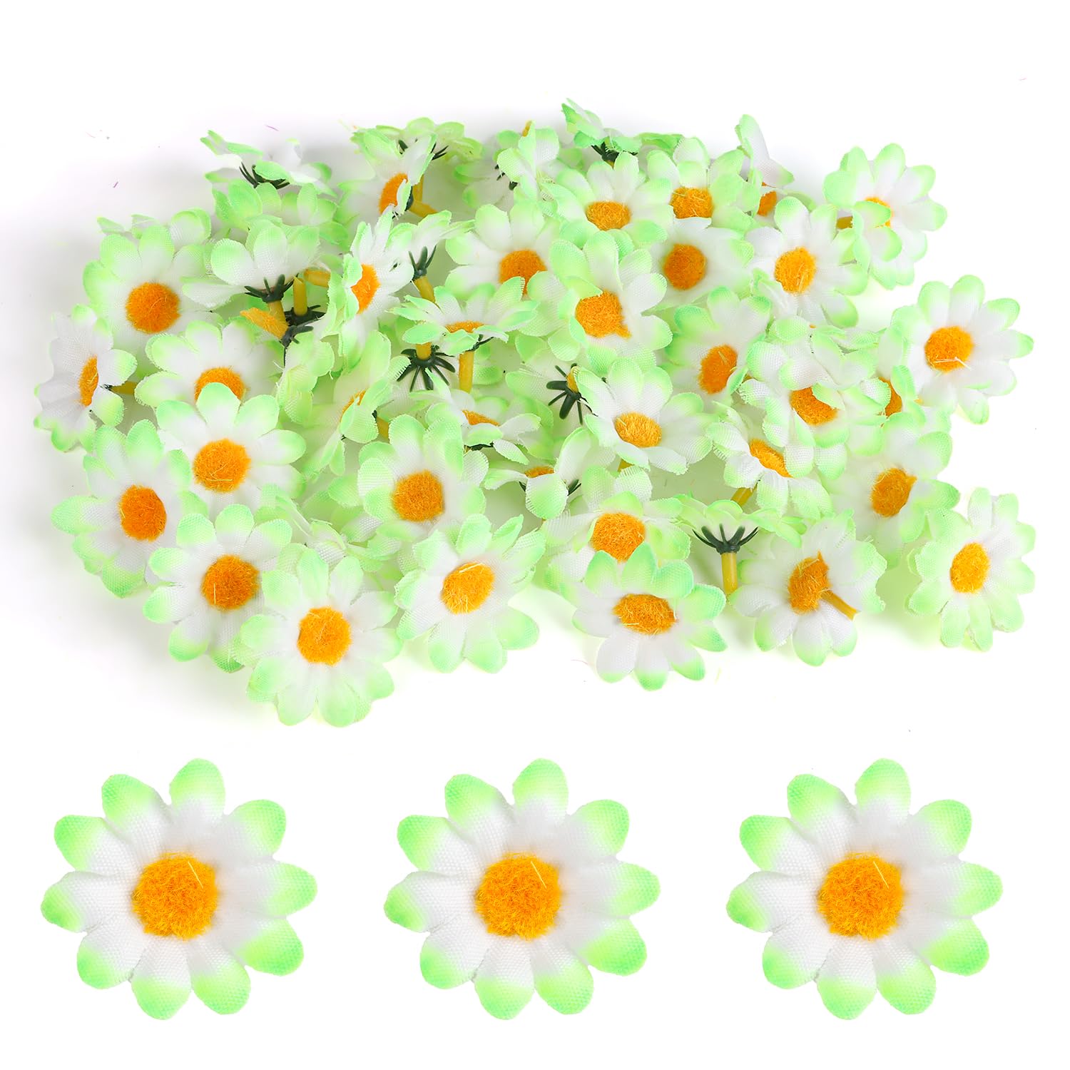 VEYLIN50 Pcs 4.5 cm Silk Sunflowers Heads Green Artificial Sunflowers Bouquet for Decoration