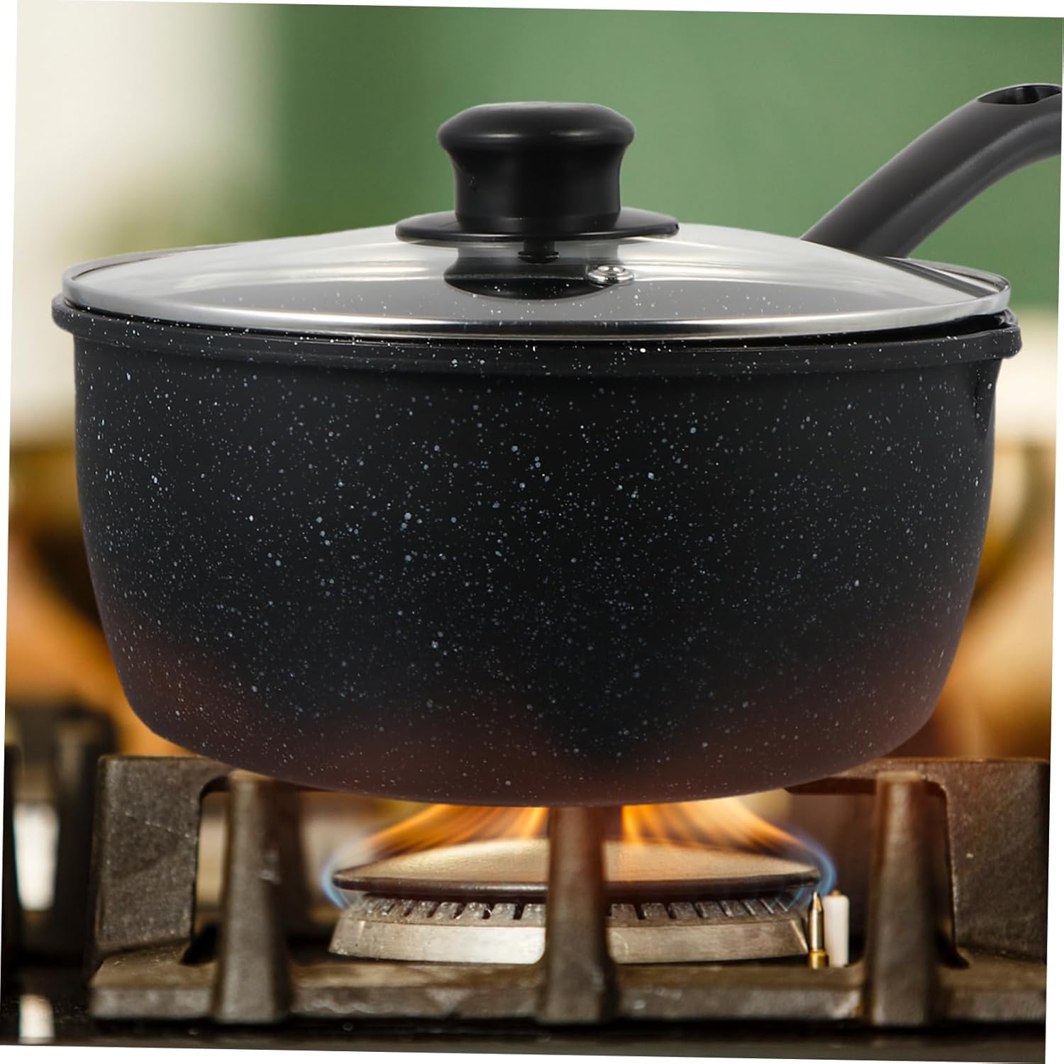 Practical Nonstick Milk Cooking Pot Lid Enamel Saucepan for Easy Pouring for Sauces Gravies and Noodles Healthy and Comfortable Handle Design