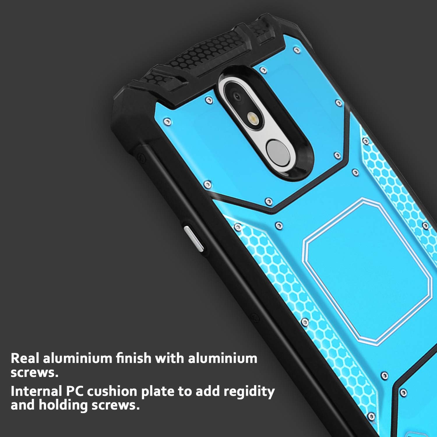 TJS Phone Case Compatible with LG Stylo 5/Stylo 5 Plus/Stylo 5V/Stylo 5X /Stylo 4/Stylo 4 Plus/Q Stylus Plus, with [Full Coverage Tempered Glass Screen Protector] Aluminum Magnetic Support (Blue)