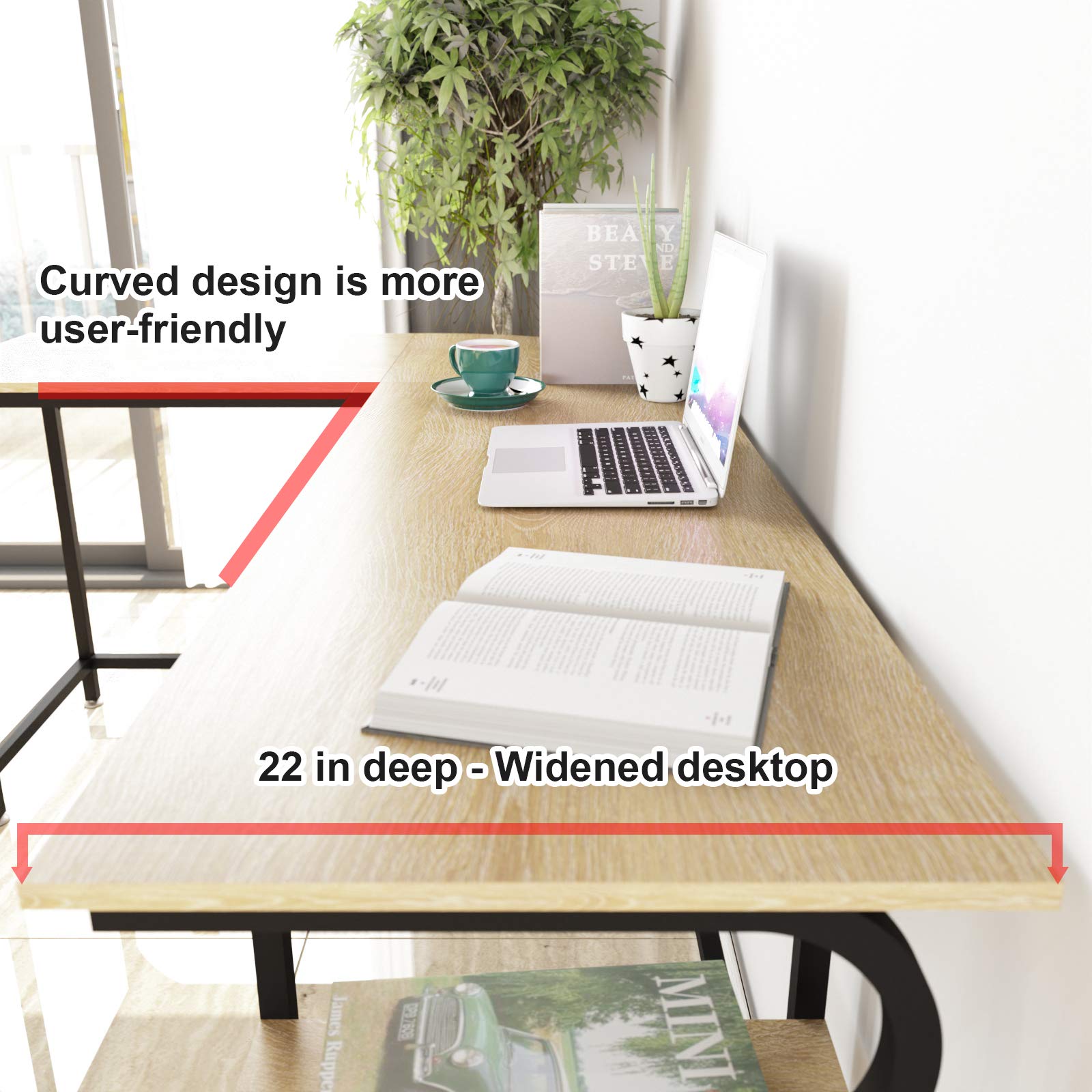 Weehom Reversible L Shaped Computer Desk with Shelves, Large Corner