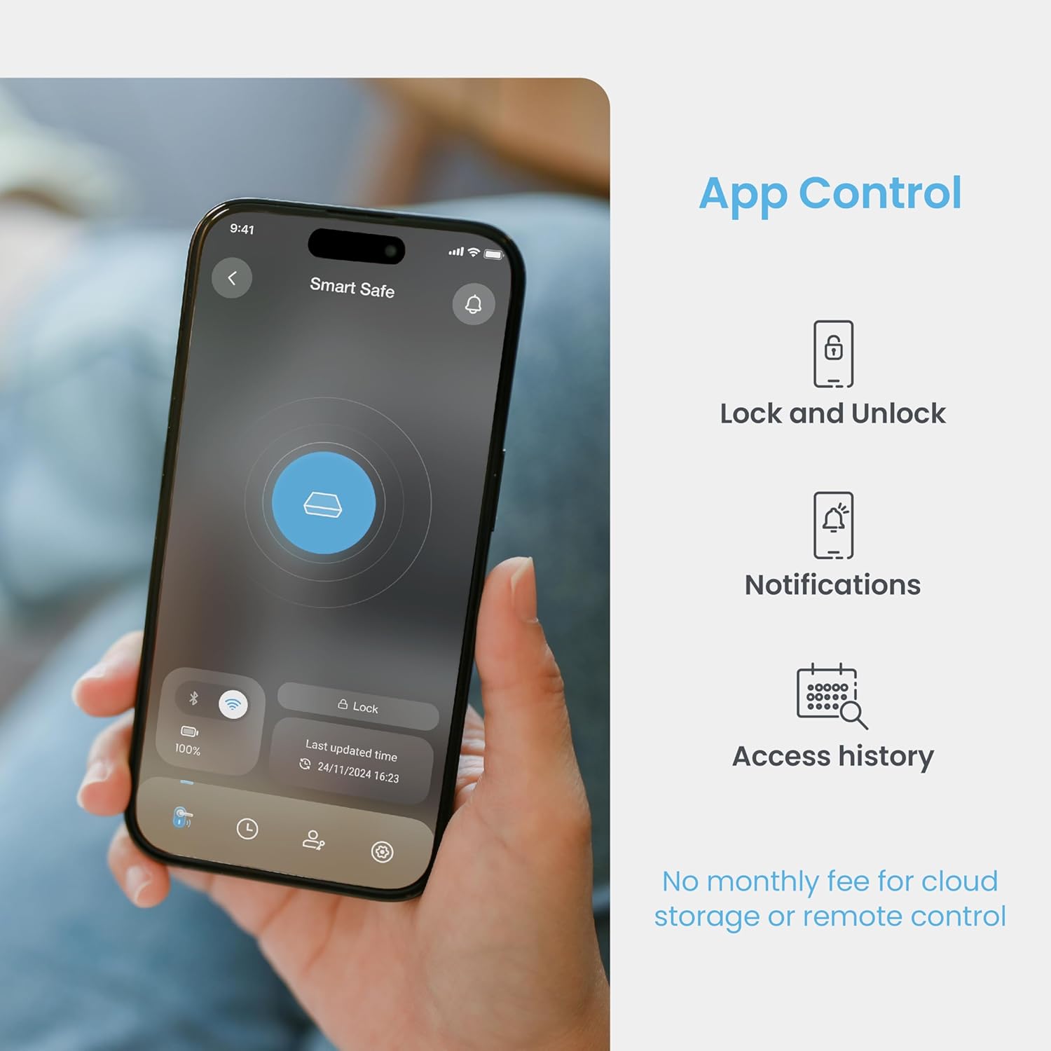 Lockly mobile app interface for smart safe control