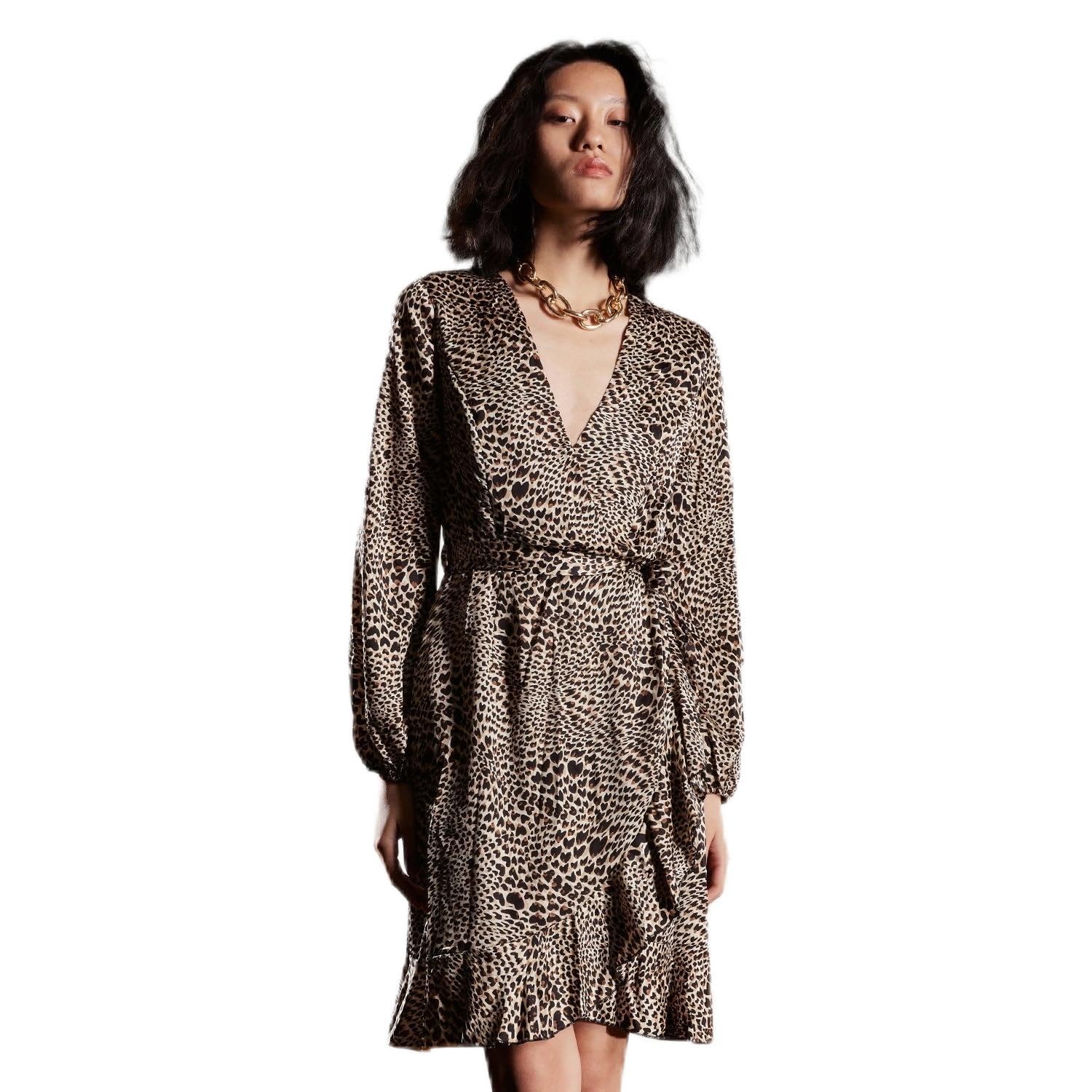 Robe imprimé animal col cache-cœur idéale pour vos sorties