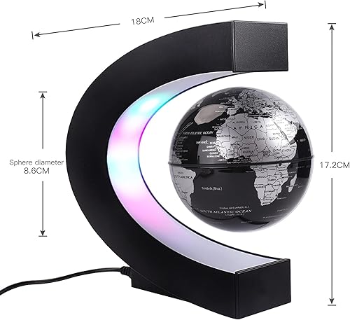 Miniatura 2 de Globo terráqueo flotante con luces LED de colores en forma de C con levitación magnética antigravitacional globo terráqueo giratorio para regalo de