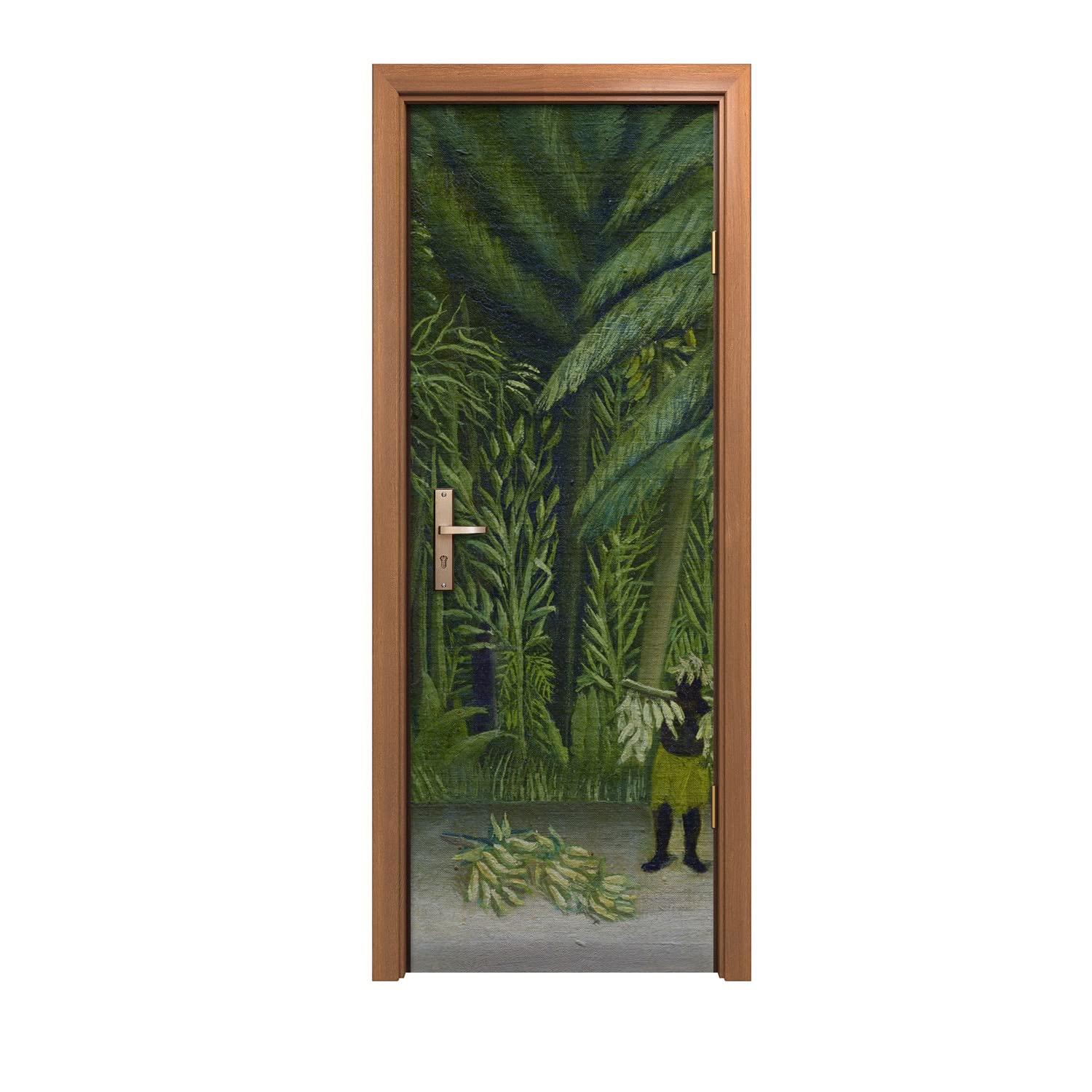 Autocollant de porte tropical pour salon moderne et ambiance jungle sauvage