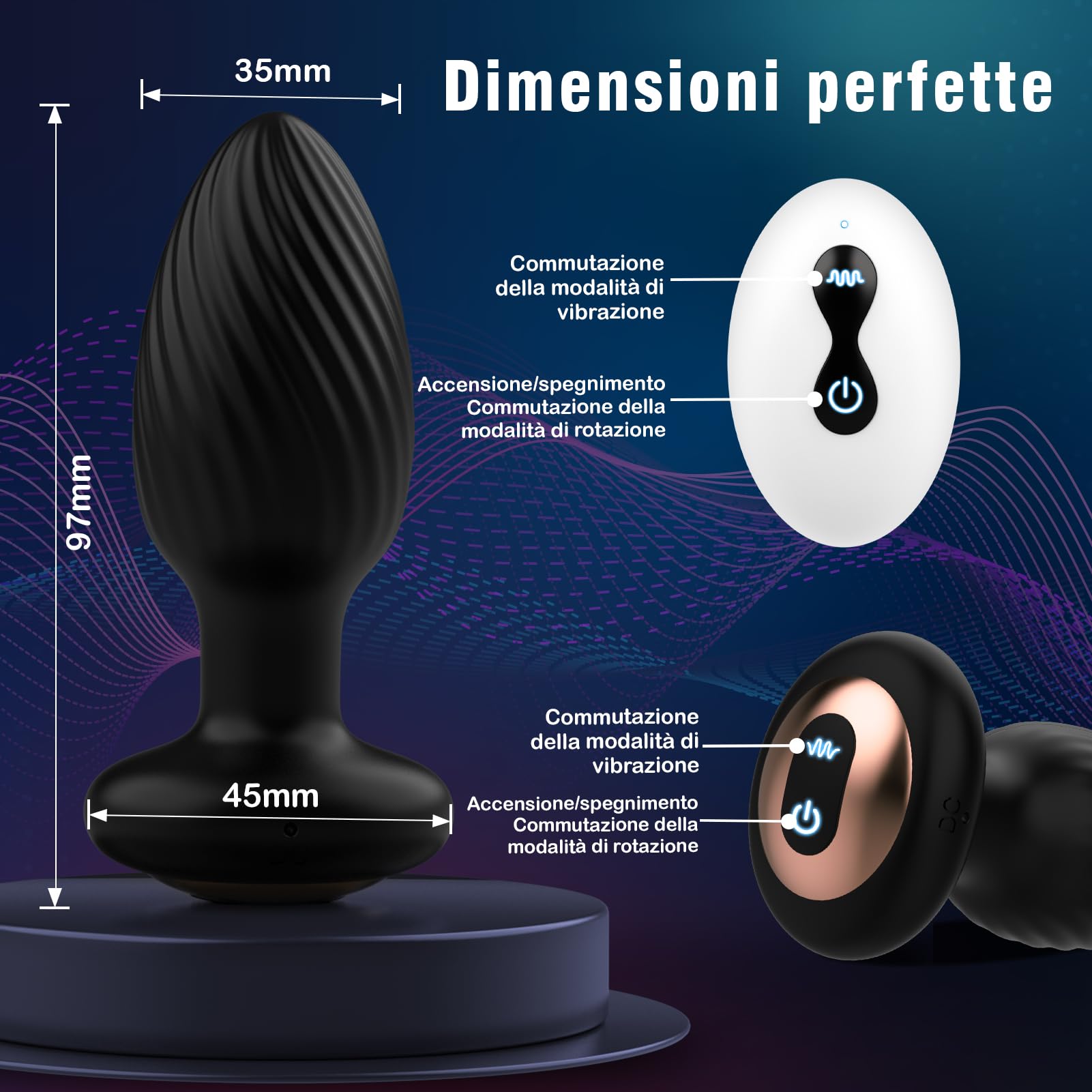 Vibratoreper Plug Anale-dilatatore Uomo, Dildo Anale Sexytoysys Uomo Donna Coppia con 7 Rotazione 7 Vibrazione, Vibratore Anale Butt Anal Plug Analesex Toy, Palline Anali Sex Toys Sessuali per Uomini