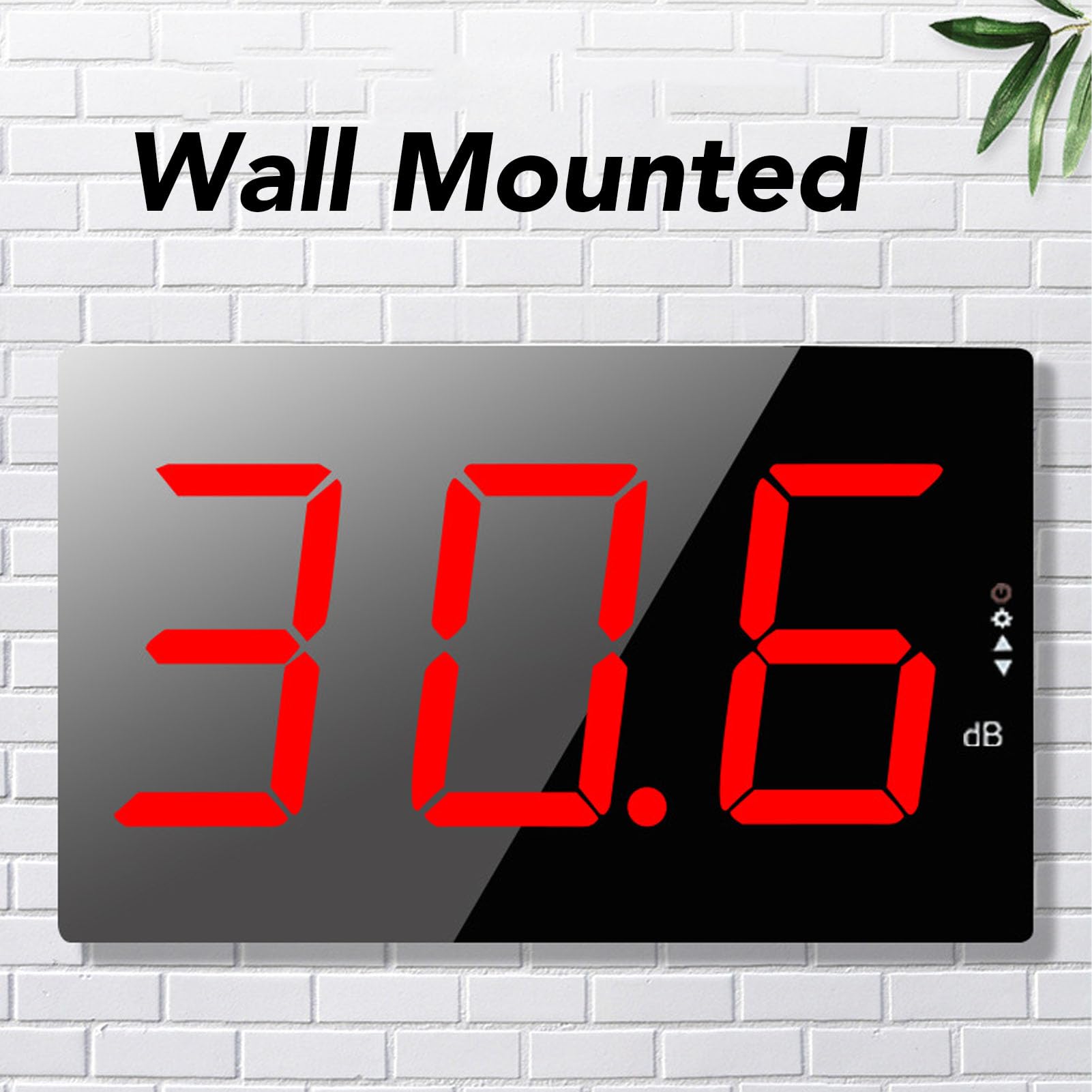 Cryfokt Medidor de Nivel de Sonido de Pared Digital Pantalla LCD de 3 "Medidor de Decibelios de DB con de Advertencia para Aula de Oficina