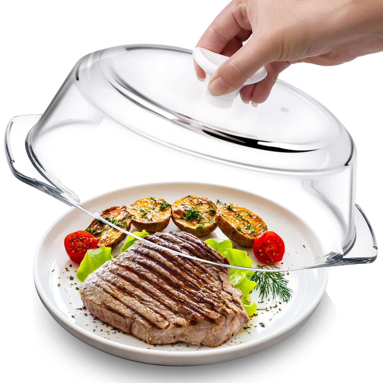 ACEPRUT Glas Mikrowellen Abdeckung mit Keramikgriff und Keramikschrauben, Kunststofffrei, BPA-frei, Lebensmittelechte Microwellenabdeckungen, Spülmaschinenfest