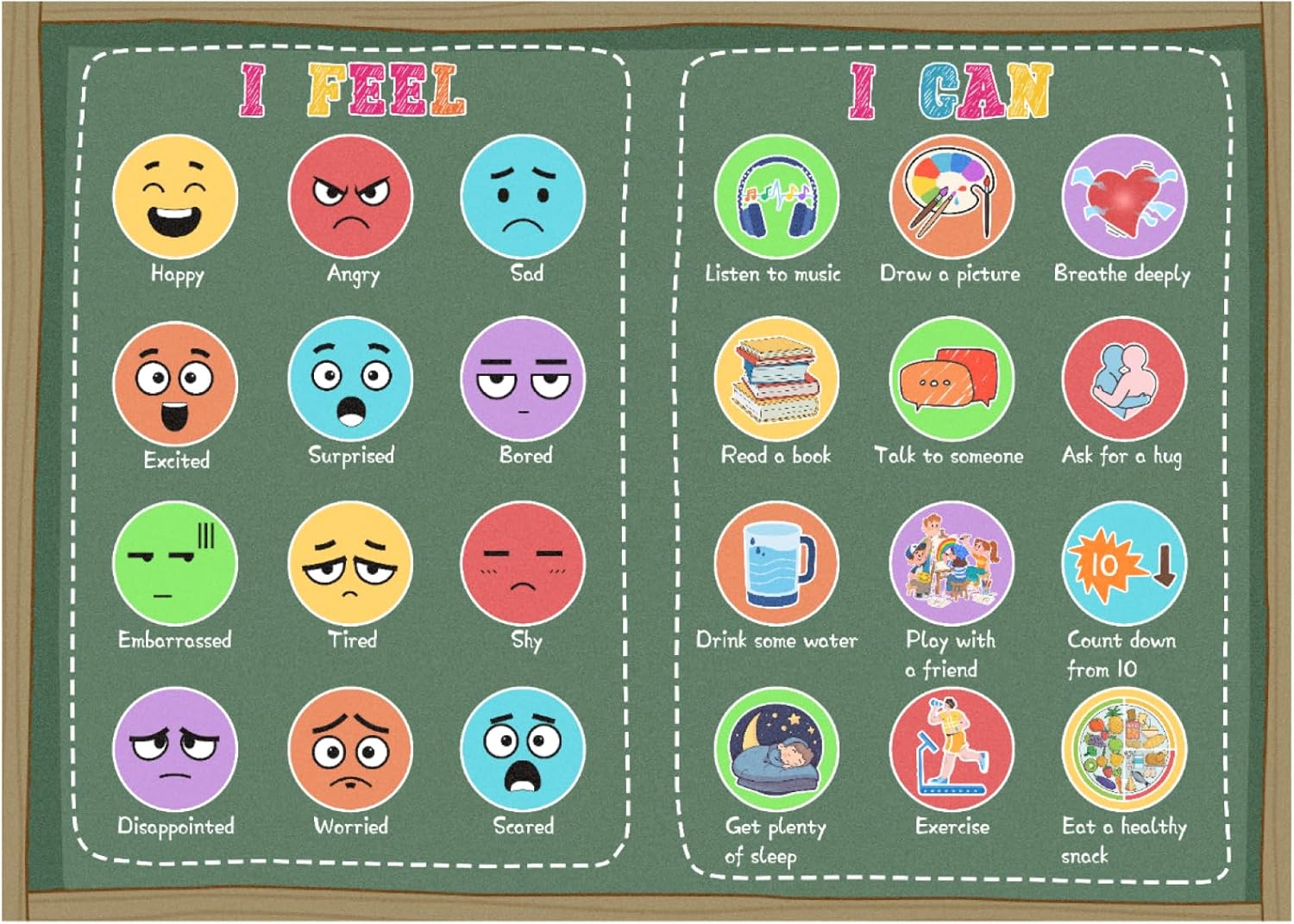 Classroom Rug Elementary 5x7ft for Playroom, Educational Smiley Face Kids Play Mat, Calming Corner Sensory Emotion Feelings Rug for Kids Room Nursery Bedroom, Non-Slip Washable(Green)