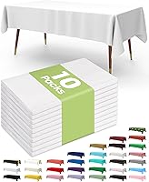 Pureegg 10 Pack Disposable Plastic Tablecloths 54x108 Inch White Rectangle - Waterproof for Parties, Picnics, Weddings