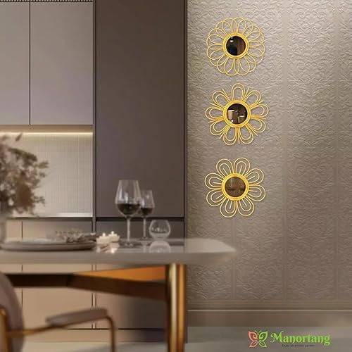 Vista 87 de Manortang Decoración de pared dorada de metal de 9 pulgadas, arte abstracto de sol, luna y estrella, arte de pared adornado con planeta místico