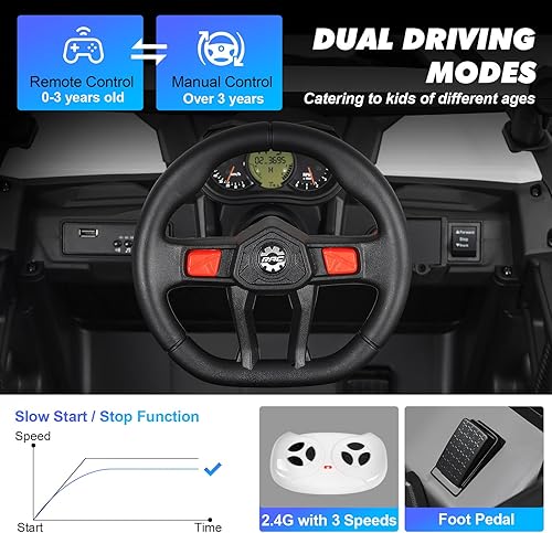 Miniatura 3 de JOYLDIAS Vehículo eléctrico todoterreno 4WD con batería de 12 V para niños, vehículo eléctrico 4x4 con 4 potentes motores, control remoto de 2.4 G,