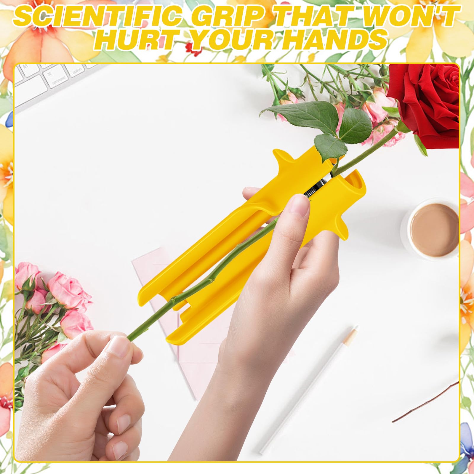 Rose Thorn Stripper Tool Flower Cleaner Cutter Thorn Remover Leaf Stripper Tool Yellow - Image 4