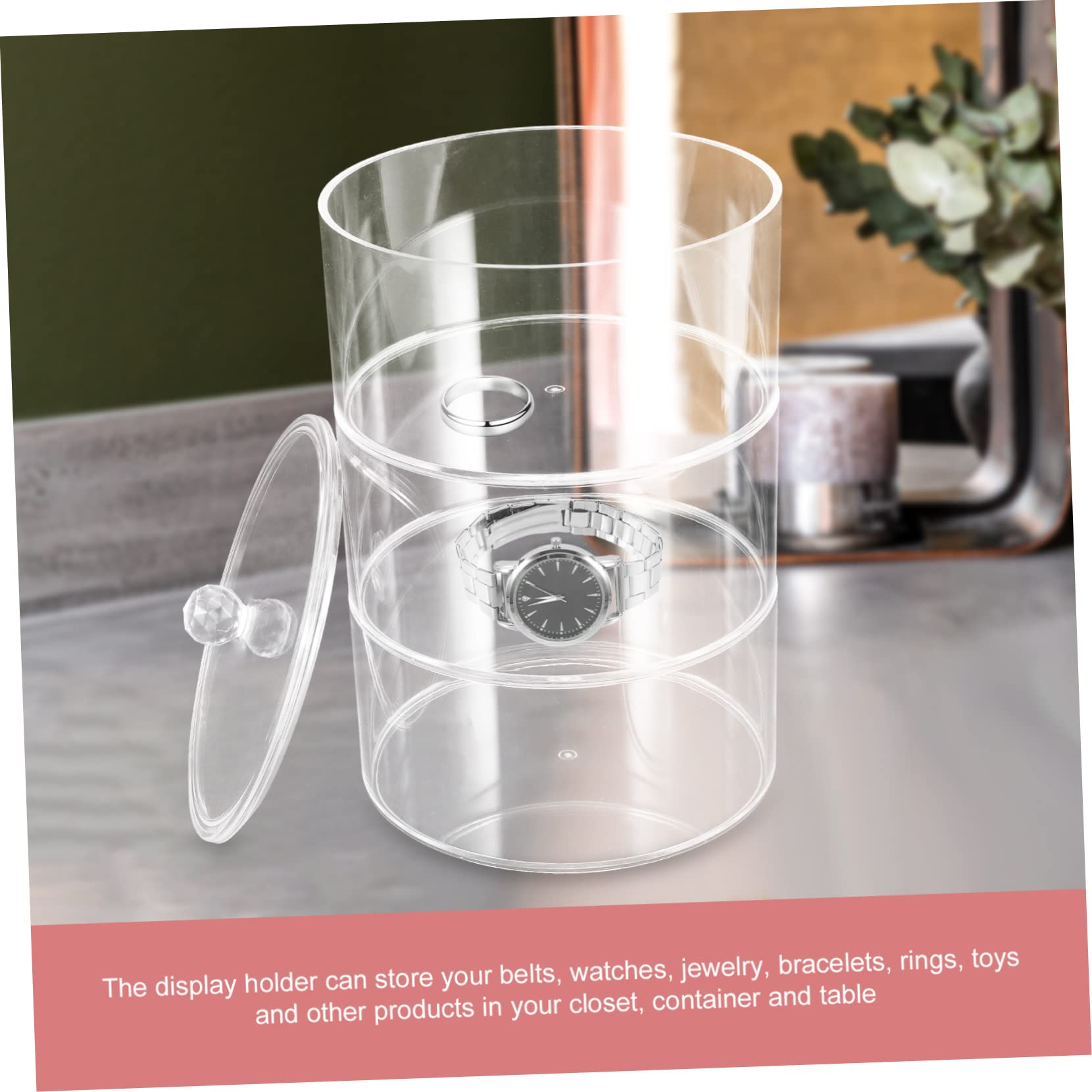 FONDOTIN Multi-Level Transparent Display Box for Jewelry Earring Storage and Belt Organization Stackable Plastic Holder for Watches and Crafts and Space-Saving