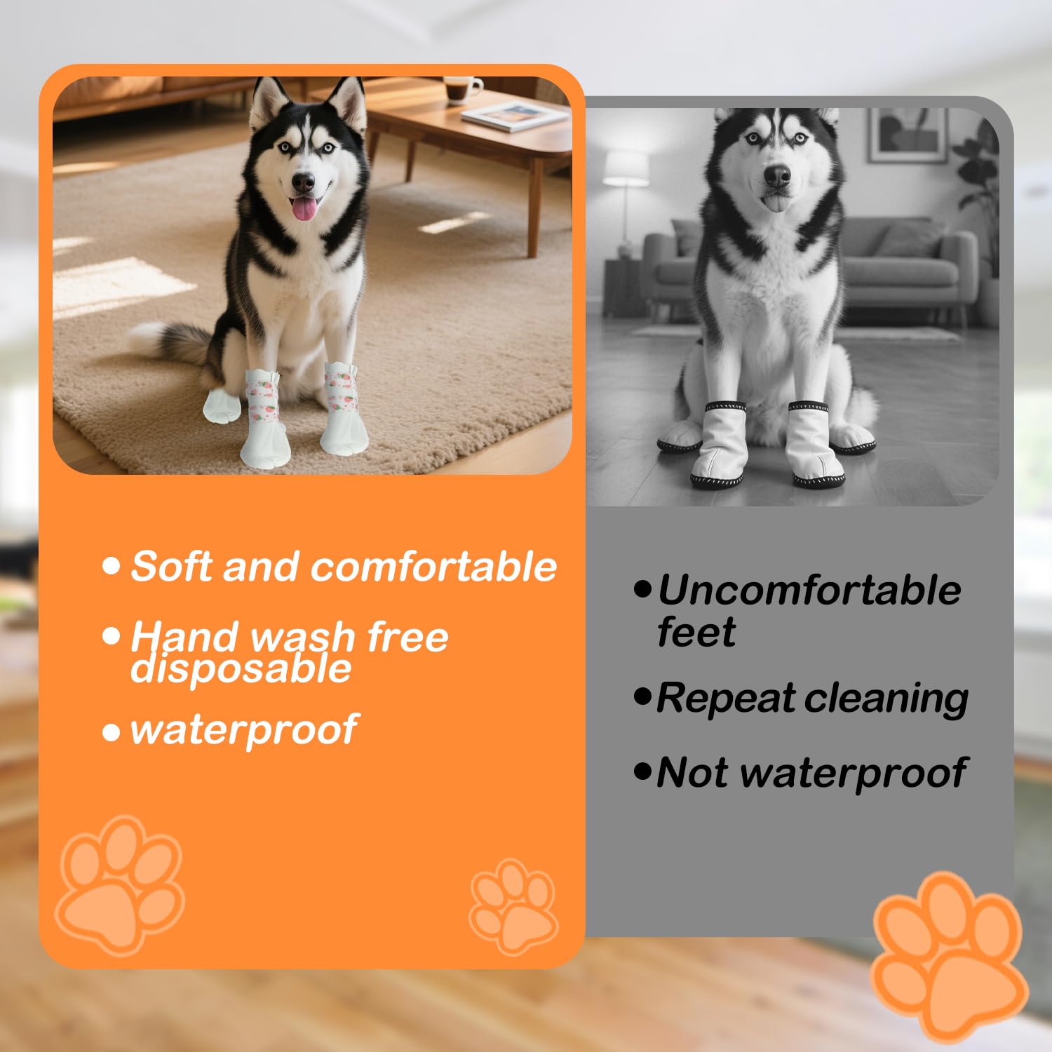 Lot de 20 Bottes jetables pour Chien, Bandages pour Pattes de Chien Bottes pour Pattes blessées, imperméables, avec Bandage Auto-adhésif, pour promenades en intérieur et en extérieur (L (17-30 kg))