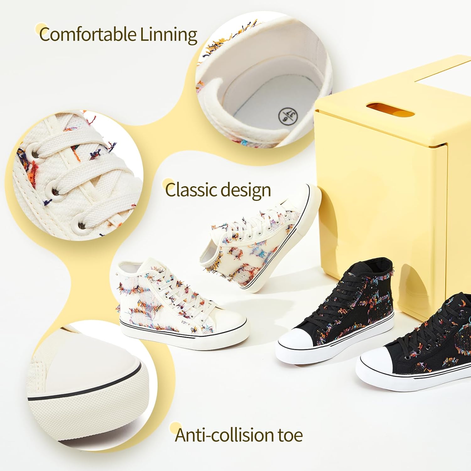 yageyan Womens High Top Canvas Sneakers Lace up Fashion Shoes for Women Casual Classic - Image 5