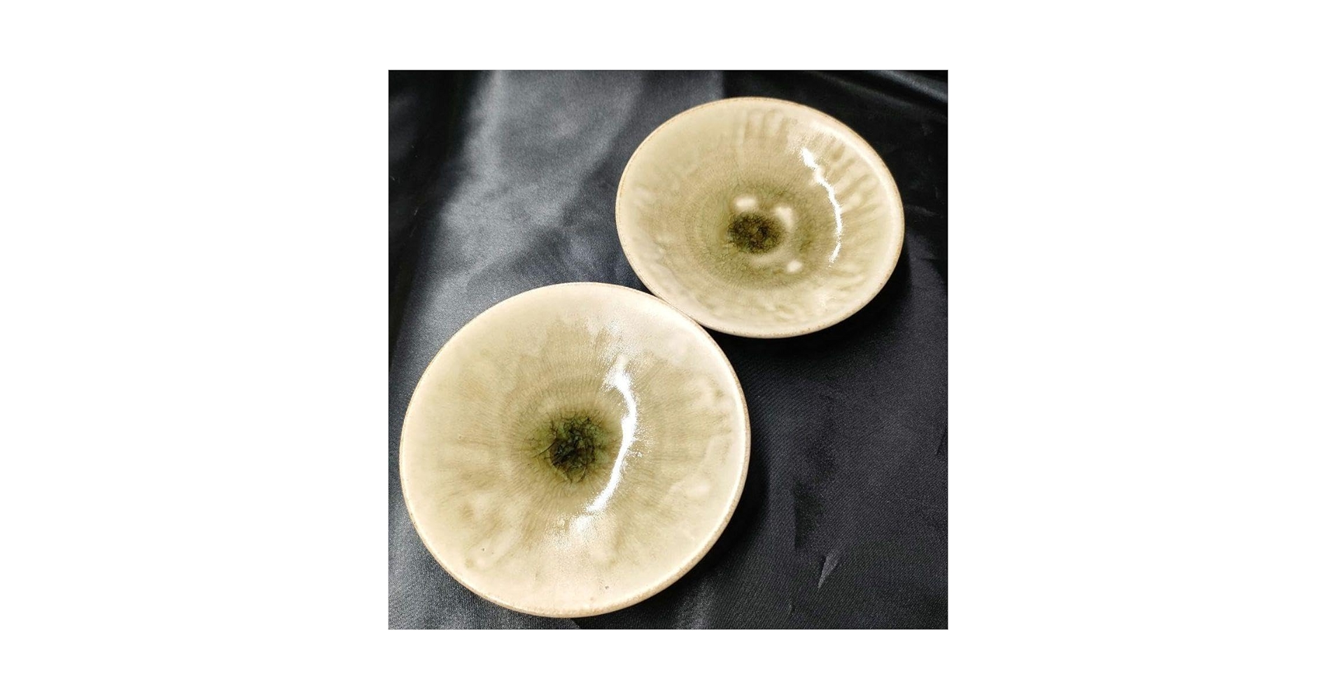 Amazon | 黄瀬戸 作家 加藤 焼き物 小皿 ペア 緑 UO1W | ノー