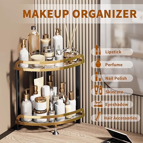 Miniatura 4 de YIWANFW Organizador de baño de esquina y organizador de perfumes para tocador de dormitorio