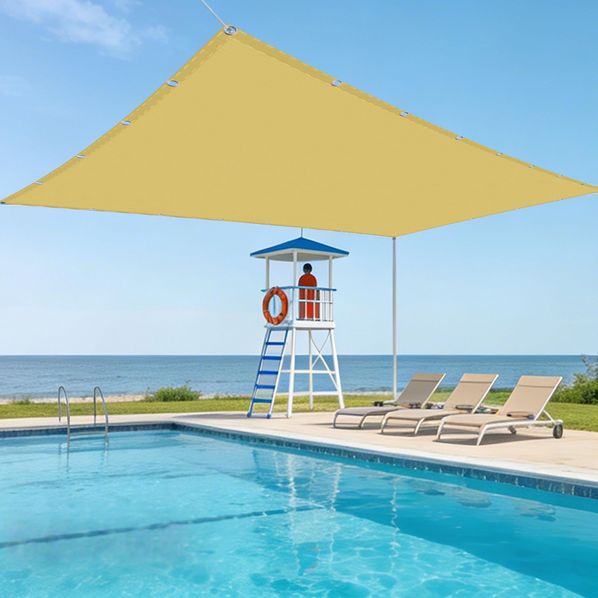 Voile d'ombrage pour piscine et terrasse 4.5x7 m abri été