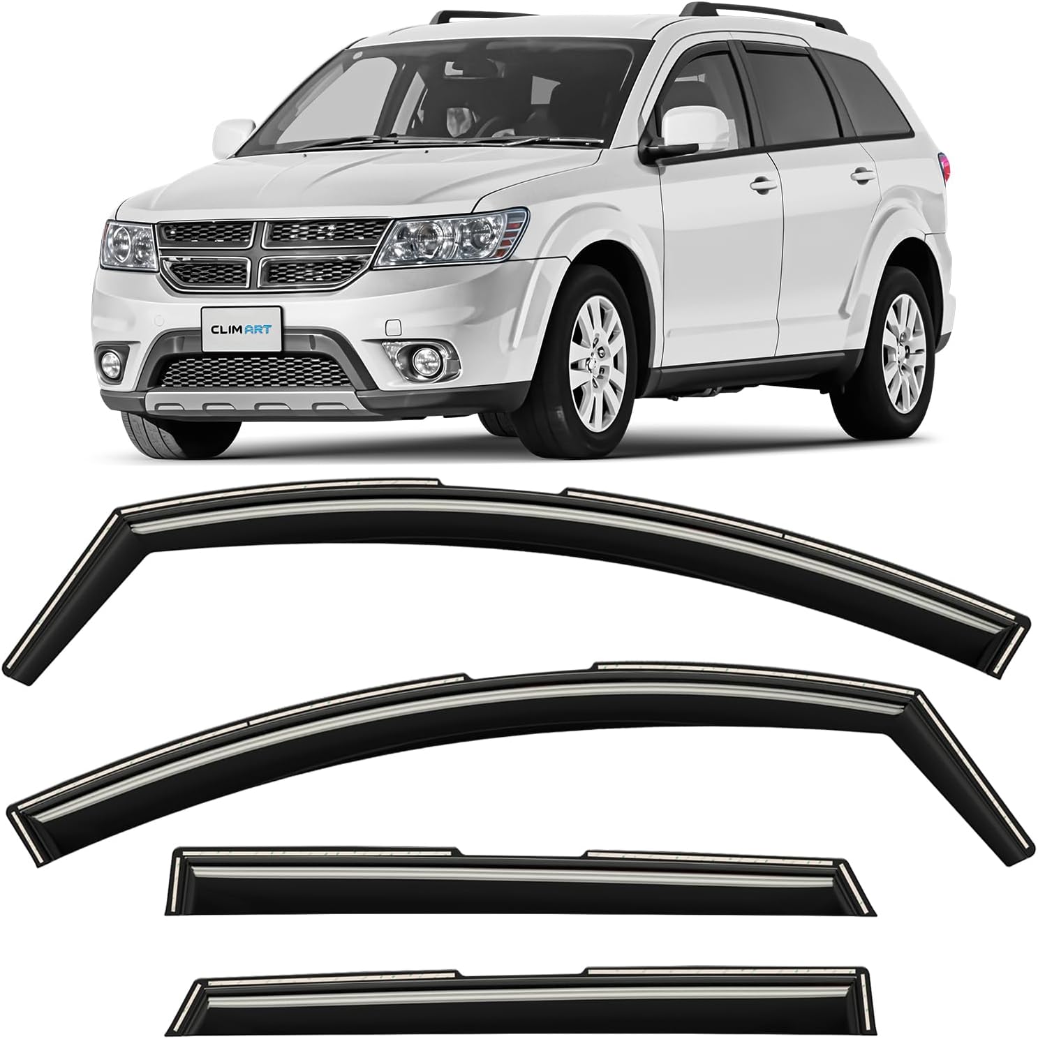 CLIM ART in-Channel Incredibly Durable Rain Guards for Toyota Grand Highlander 2024-2026, Original Window Deflectors, Vent Deflector, Vent Window Visors, Dark Smoke Car Accessories, 4 pcs - 624395