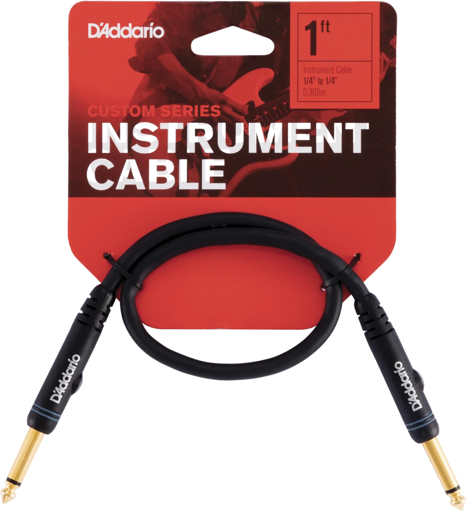 D’Addario Accessories Custom Series Patch Guitar Cables - Guitar Pedal Cable with ¼ Inch Ends - Durable & Reliable - Instrument Cable for Pedalboards - Straight End, 1 foot