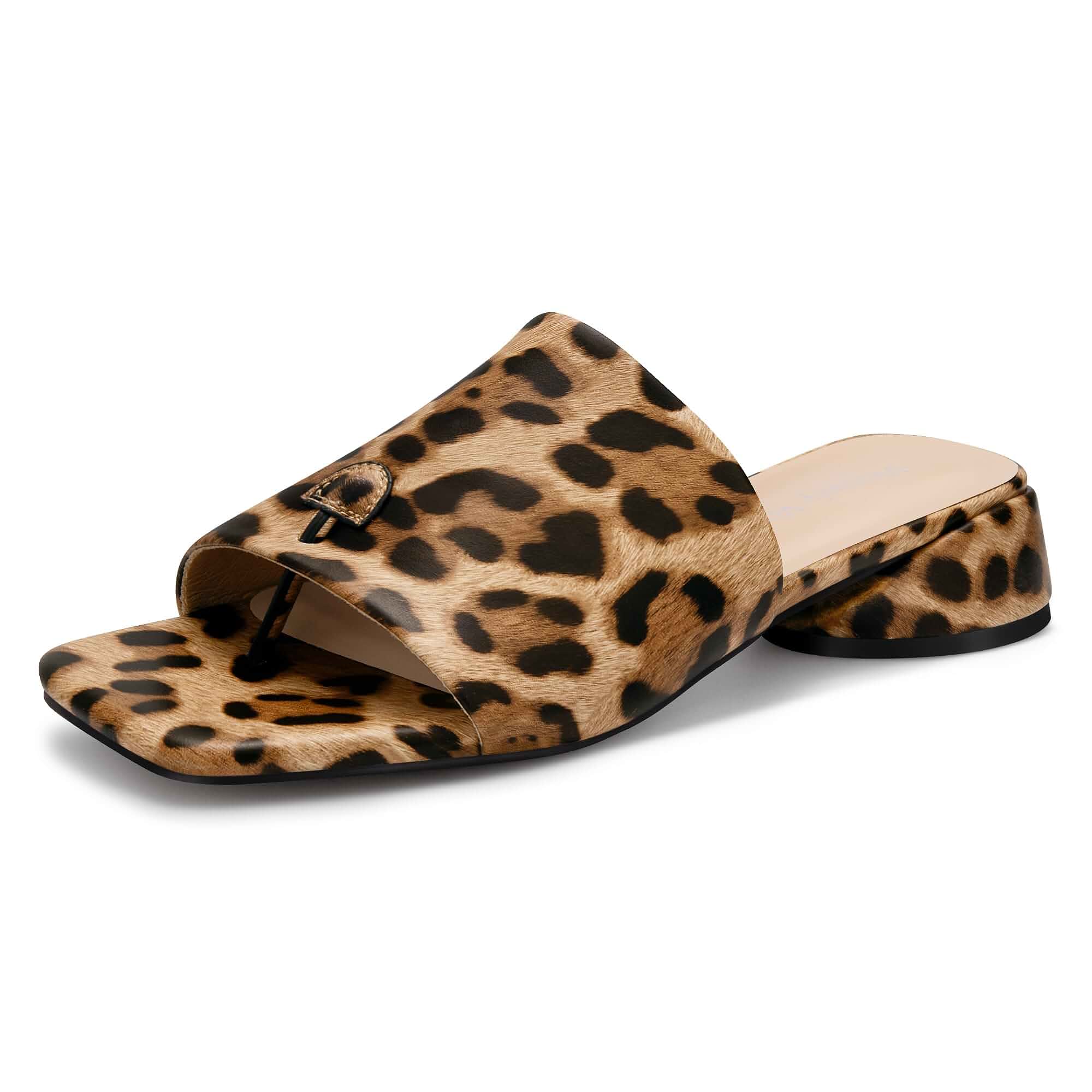 Viciously Vixen Women's Block Kitten Heels Slide Mule Sandals Square Open Toe Shoes