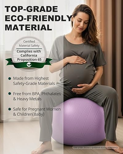 Miniatura 5 de Trideer Bola de parto para embarazo, bola de yoga extra gruesa de 0.069 pulgadas para maternidad, parto, ejercicio, fisioterapia, recuperación, guía