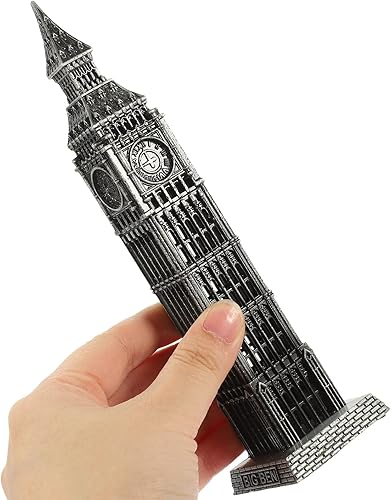 Miniatura 7 de HOMSFOU Estatua retro del Big Ben, escultura de aleación de Londres Big Ben, modelo de construcción, figura coleccionable para decoración de mesa,