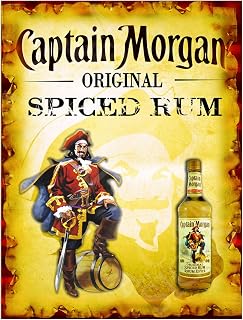 Captain Morgan Rum Sign Metal Plaque Aluminium Pub Tiki Home Bar Man Cave Cafe Wall Beer Shed Retro Ref1123 (8x6 inches (Approx) 20cmx15cm)