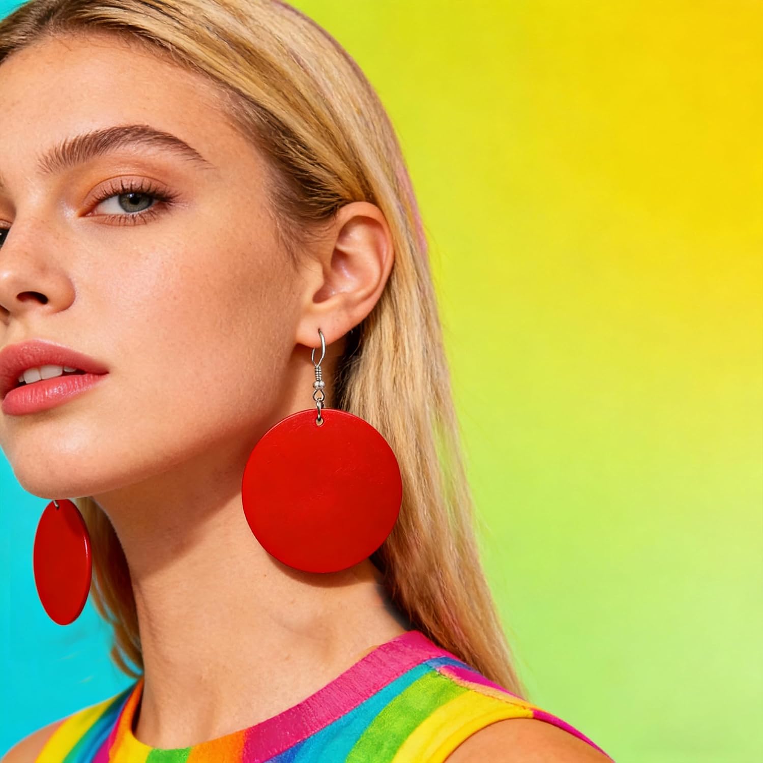 Handmade Boho Wooden Big Round Teardrop Earrings African Ethnic Natural Wood Earrings Vintage Lightweight Geometric Wooden Dangle Drop Earrings for Women Jewelry Gifts image 4