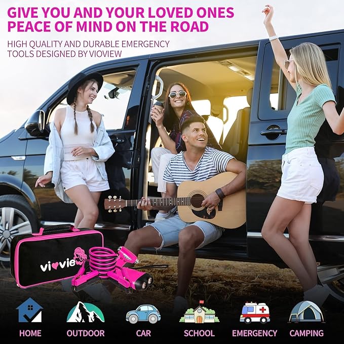 Kit de emergencia para carretera rosa para mujeres y adolescentes miniatura 8