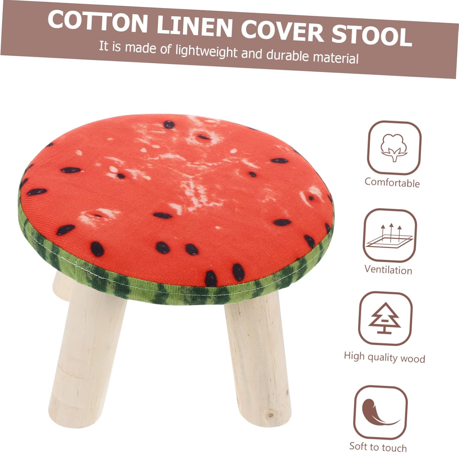 PRETYZOOM Small Wooden Stool Cartoon Cover Lightweight Boys and Girls Footstool for Home Use Living Room for Shoe Changing Study and Playtime