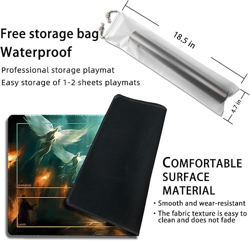 Miniatura 2 de Malqiqi Tapete de juego para MTG, con bolsas de almacenamiento gratis, tapete de juego de 24 x 14 pulgadas, TCG y tapete de juego de mesa para