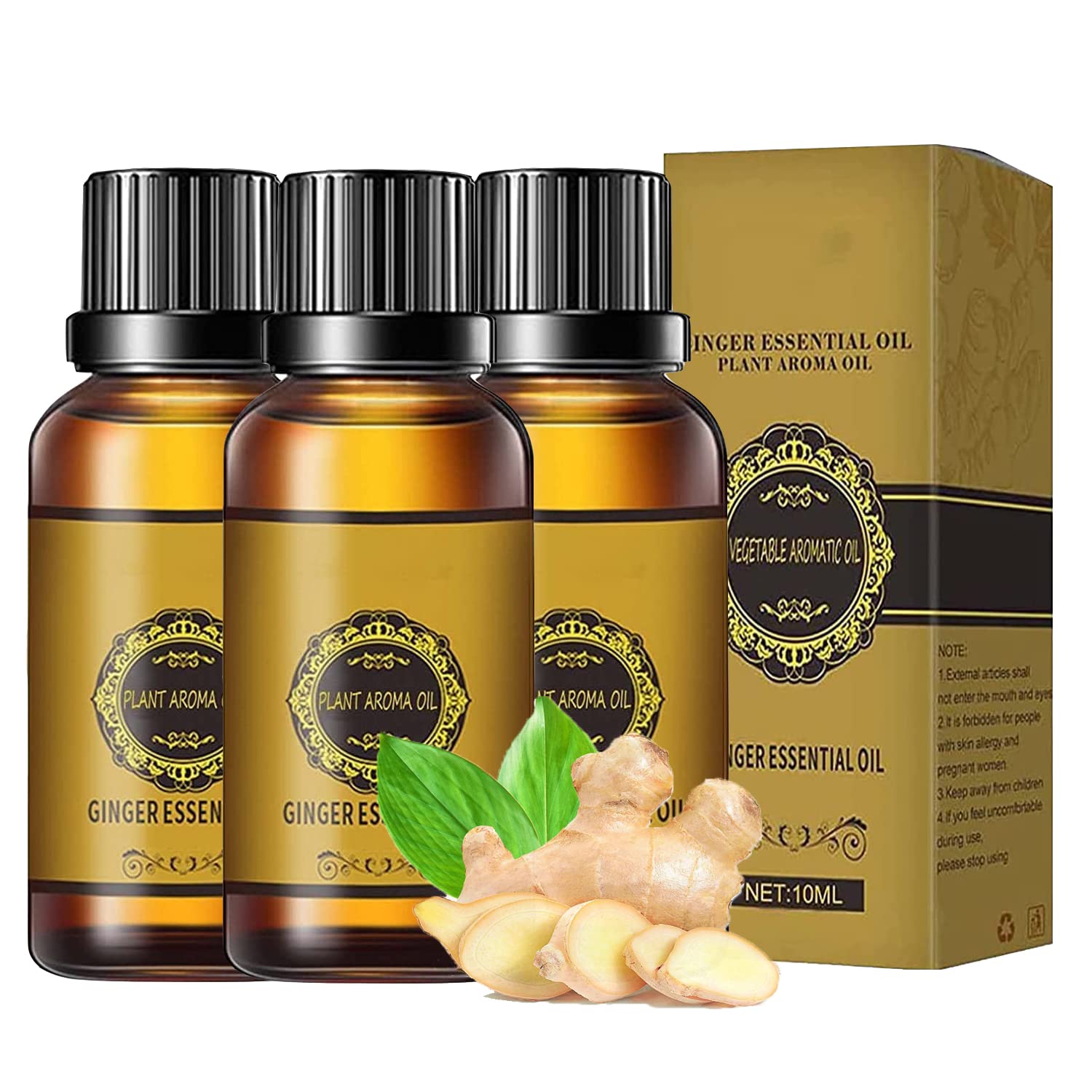 3PCS Belly Drainage Ginger Oil, Natural Drainage Ginger Oil Essential Relax Massager Liquid, Herbal Slimming Tummy Ginger Oil, Lymphatic Drainage Ginger Oil,10ml