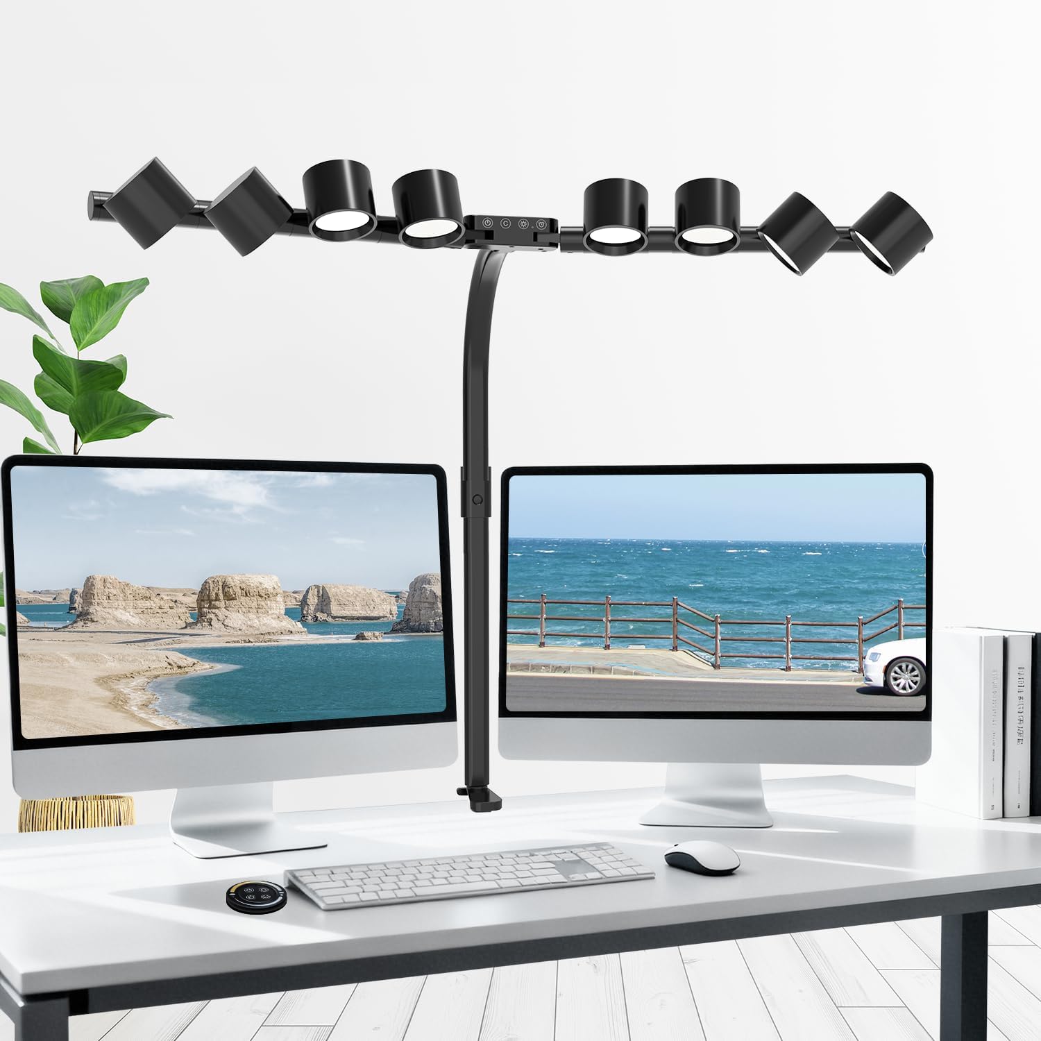 8 Light Sources Gooseneck Tree Desk Lamp with Clamp, 24W Eye-Care Bright LED Desk Light with Free Rotation, Dimmable Reading Table Light for Desktop Working,Drafting,Reading
