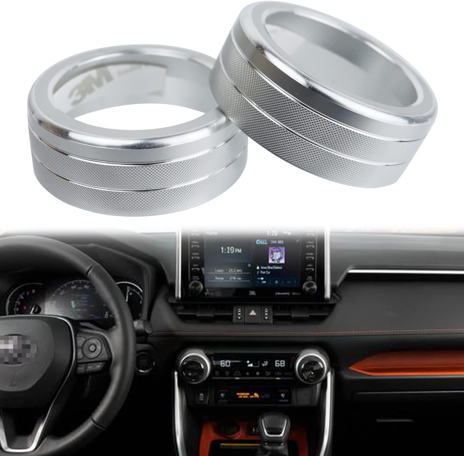 Center Control Switch Knob Ring Trim AC Air Conditioning Knob Cover Compatible with Toyota RAV4 2019 2020 2021 2022 RAV4 Prime 2021 2022 Interior Accessories (Silver)