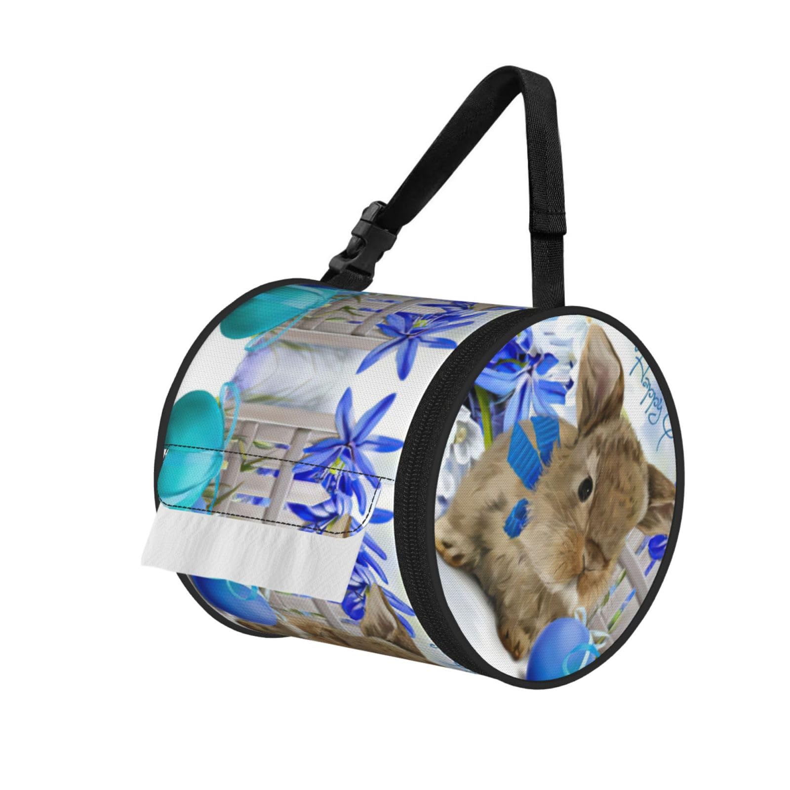 Cute Easter Eggs Rabbit Print Fashion Tissues Organizer Box, Hanging Tissue Holder For Purse Coins For Car Office Daily Outing