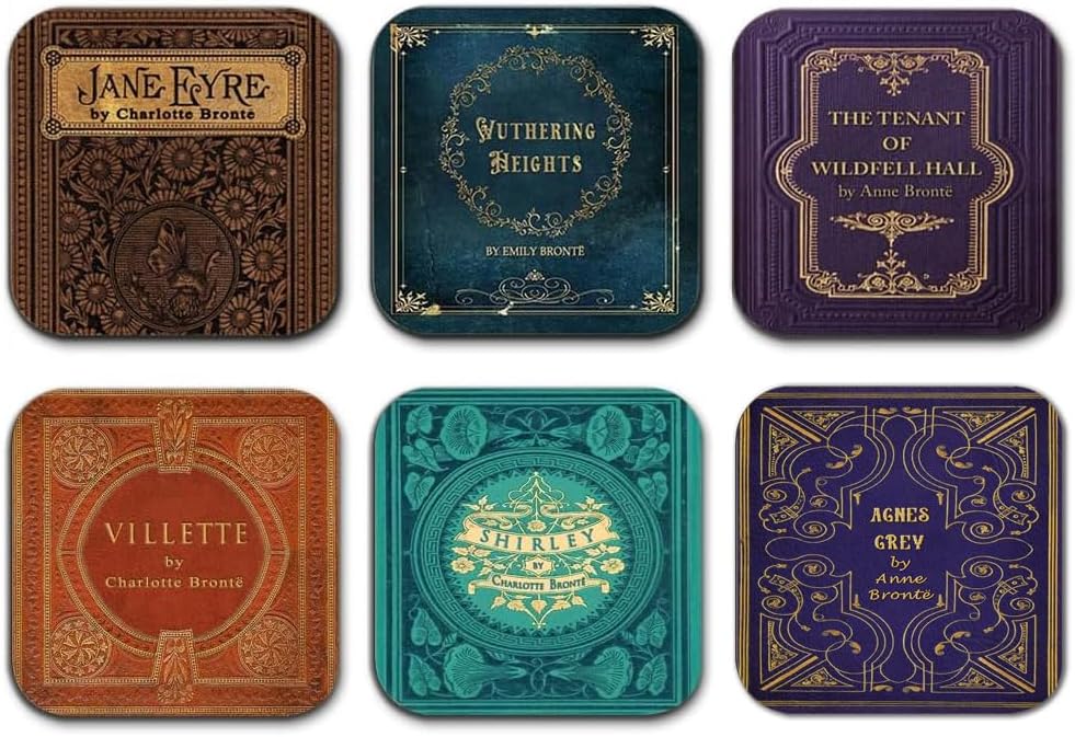 Bronte Sisters Literary Coasters, 6-Piece Set Featuring Classic Book Covers. Jane Eyre, Villette, Wuthering Heights, The Tenant of Wildfell Hall, Shirley, Agnes Grey. - Image 8