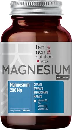 Tennen Nutrition Magnesium Complex - Contains 200 Mg Magnesium Citrate, Biglycinate, Taurate, Malate - Vitamin D, B6, B12, Zinc 30 Tablets