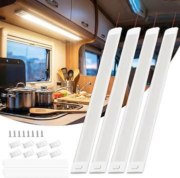 Bonlux 4 PCS 12V LED Light, 12 Volt LED Interior Light Bar, Enclosed Trailer Light for Cargo RV Carvan Trailer Truck Campervan Motorhome4000K, 120LEDs
